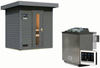 Karibu Sauna Hytti 1 terragrau mit 9 kW Bio-Ofen mit externer Steuerung Bild 2