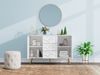 Kommode, Elegante Kommode mit Rautenmuster 3 Schubladen und 2 Türen Goldfüße modernes Design, Holz+Metall, Weiß, 120×40×80 cm Bild 3