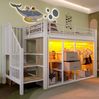 Halbhohes Bett 90x200 cm mit 2 Schubladen – Offener Kleiderschrank mit mehrfarbiger LED-Beleuchtung Bild 2