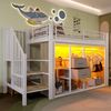 Halbhohes Bett 90x200 cm mit 2 Schubladen – Offener Kleiderschrank mit mehrfarbiger LED-Beleuchtung Bild 2