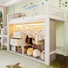 Halbhohes Bett 90x200 cm mit 2 Schubladen – Offener Kleiderschrank mit mehrfarbiger LED-Beleuchtung Bild 4