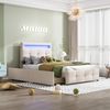 LED-Bett 90x200 mit Schubladen, modernes Polsterbett mit verstellbarem Kopfteil, Stauraumbett für Schlafzimmer Bild 3