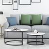 2-teiliges Couchtisch-Set, Rundem Design, mit Ablage, Beistelltisch aus MDF, Metallrahmen, 45x80x80cm, Weiß+Schwarz Bild 5