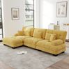 Ecksofa modular 81cm×313cm×145cm mit Ottoman – tiefes Sofa aus Chenille in Gelb Bild 4