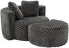 Relaxsessel 130x115x65 cm in Dunkelgrau, Stoff, mit Hocker, ergonomischer Sitzhöhe und montagefreiem Komfort Bild 5
