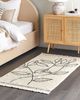 Teppich Baumwolle beige schwarz 80 x 150 cm Blumenmuster Kurzflor SAZLI Bild 3