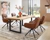 Armlehnstuhl >Amy< (2er Set) Echtleder-Sitz + Mikrofaser, braun - 63x90x65 (BxHxT) Bild 3