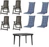 SET Aruba 4 x Klappsessel graphit, 1 x Tisch graphit, 4 x Auflage kobalt Bild 1