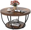 COSTWAY Couchtisch, Couchtisch rund, Sofatisch Holz mit 2 Ebenen & Metallrahmen 80cm Bild 5