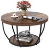 COSTWAY Couchtisch, Couchtisch rund, Sofatisch Holz mit 2 Ebenen & Metallrahmen 80cm Bild 4