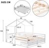 Merax 90x200cm Hausbett, Doppelbett, Kinderbett, Gitterbett mit 2 MDF-Schubladen, Schubladen auf Rollen, Lattenrost aus Kiefer, weiß Bild 4