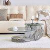 Couchtisch mit 2 Ebenen,H 44 x T 90 x B 70 cm, Sicherheitsglas & MDF in grauer Marmoroptik Bild 1