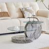 Couchtisch mit 2 Ebenen,H 44 x T 90 x B 70 cm, Sicherheitsglas & MDF in grauer Marmoroptik Bild 2