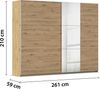 rauch Kleiderschrank; Schwebetürenschrank KRONACH, 2-türig, 1 Spiegeltüre, Eiche Artisan, 261x210x59xcm Bild 4