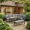 Merax Gartenlounge-Set, Gartenmöbel-Set 7 Sitzer, Gartensofa Eckstellung, mit Esstische, Bänke und Sofas, grau Bild 3