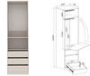 Marmex Möbel TRES SET J Kleiderschranksystem, offener Kleiderschrank mit Kleiderbügeln, Regalen, Schubladen, multifunktionales Kleiderschrankset für Schlafzimmer, laminierte Spanplatte, graubeige cashmere, 210x206x51 cm Bild 2