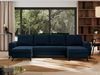 U-förmige Ecksofa, XXL Universalecke mit losen Kissen zum Wohnzimmer, Bettkästen und Schlaffunktion, schwarze Metallbeine - AXEL U - Dunkelblau Velours Bild 4