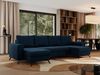U-förmige Ecksofa, XXL Universalecke mit losen Kissen zum Wohnzimmer, Bettkästen und Schlaffunktion, schwarze Metallbeine - AXEL U - Dunkelblau Velours Bild 3