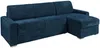 Vente-unique - CALITO Sofa SamtStoff Blau - B 223 cm152 cm x H 93 cm x L 278 cm Bild 2
