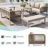 Merax Gartenmöbel Set mit Sitzkissen & Rückenkissen, Garten-Lounge-Set, Garten Loungesessel für 6-8 Personen, SetHandgeflochtene PE-Rattan Polstergruppe, Beige Bild 5