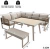 Merax Gartenmöbel Set mit Sitzkissen & Rückenkissen, Garten-Lounge-Set, Garten Loungesessel für 6-8 Personen, SetHandgeflochtene PE-Rattan Polstergruppe, Beige Bild 4