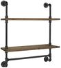 Regal Wandregal Industriestil 2 Ebenen Holz Rohr Handtuchhalter 60 cm Büro Bild 3