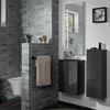 FACKELMANN SBC LUNA Gäste WC Waschtisch Set 45 cm breit, Anthrazit, Waschbecken Glas Anthrazit, Türanschlag rechts Bild 2