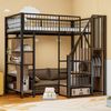 Bett 90x200 cm mit Stauraumtreppe – Hochbett aus Metall und Holz, platzsparend und modern in Schwarz Bild 2