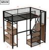 Bett 90x200 cm mit Stauraumtreppe – Hochbett aus Metall und Holz, platzsparend und modern in Schwarz Bild 5