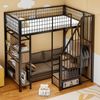 Bett 90x200 cm mit Stauraumtreppe – Hochbett aus Metall und Holz, platzsparend und modern in Schwarz Bild 3
