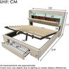 Polsterbett 140x200 cm mit Bettkasten, LED, USB- und USB-C-Anschluss, ohne Matratze, Beige, Leinen Bild 5