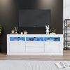Hochglanz-TV-Schrank Weiß 160x35x60 cm mit LED-Beleuchtung, moderner Fernsehschrank Bild 3