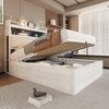 BlingBin Polsterbett Hydraulisches Funktionsbett Jugendbett Stauraumbett mit USB-Anschluss (Bettrahmen mit Gepolstertem Kopfteil, Retro-Holz- und Metalldesign, Versteckte Stauraumschicht, 1-tlg, 90 x 200cm, Ohne Matratze, Gewichtskapazität: 200KG), Mod... Bild 3