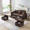 Merax Ecksofa U-förmiges Schlafsofa mit Staufunktion, Tagesbett Sofa Wohnzimmersofa aus Chenille-Bezug 1 Teile, 3-Sitzer-Ecksofa mit 2 Schubladen & 2 Hocker mit Stauraum, Polstersofa Bild 5