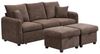 Merax Ecksofa U-förmiges Schlafsofa mit Staufunktion, Tagesbett Sofa Wohnzimmersofa aus Chenille-Bezug 1 Teile, 3-Sitzer-Ecksofa mit 2 Schubladen & 2 Hocker mit Stauraum, Polstersofa Bild 4