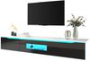 TV-Schrank, Hochglanz mit LED-Beleuchtung & geriffelten Türen, 180x35x30 cm, Weiß/Schwarz Bild 4