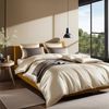 Cozyor Bettwäsche Satin glänzend 135x200, 155x200, 155x220, 200x200cm mit Reißverschluss, Satin, beige Driftwood, 2 teilig, glänzend Satin, Bettbezug + Kissenbezug 40x80, besonders weich Bild 3
