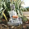 LED Solarleuchte BUDDHA aus Kunststoff in grau Bild 4
