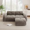 Flieks Modulares Sofa 2-Sitzer mit Hocker, Cloud Sofa mit runden Armlehnen, Chenille weich, rahmenlos bodennah, Lounge Sofa, Braun Bild 2