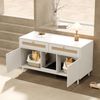 Katzentoilettenschrank mit Katzenstreufangmatte, Katzenstreuschrank, Haustierschrank mit Rattanschublade, Haustier-Sideboard/TV-Schrank, ohne Katzenstreu-Box, Weiß, 120x50x65 cm Bild 5
