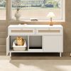 Katzentoilettenschrank mit Katzenstreufangmatte, Katzenstreuschrank, Haustierschrank mit Rattanschublade, Haustier-Sideboard/TV-Schrank, ohne Katzenstreu-Box, Weiß, 120x50x65 cm Bild 4