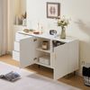 Merax Sideboard mit Gold-Akzenten, Zinklegierung-Griffe & Stahlbeine (160 L x 40 B x 81,5 H, 1 St), Kommode mit 2-Türiges und 3-Schubladen, Buffetschrank, Anrichte Bild 4