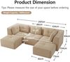 Flieks 3-Sitzer Modulares Sofa mit 2x Hocker, Cloud Sofa Cord rahmenlos, Lounge Sofa bodennah, mit breiten Armlehnen, Beige Bild 4