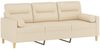 vidaXL 3-Sitzer-Sofa mit Zierkissen Creme 180 cm Stoff 3200831 Bild 3