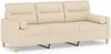 vidaXL 3-Sitzer-Sofa mit Zierkissen Creme 180 cm Stoff 3200831 Bild 2