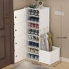 wohnTRAUM24 Schuhschrank Moderner Schuhschrank 8 Etagen, integrierter Schirmhalter 44x32x127cm Schuhschrank mit Schirmablage für 16 Paar Schuhe Bild 3