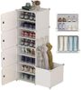 wohnTRAUM24 Schuhschrank Moderner Schuhschrank 8 Etagen, integrierter Schirmhalter 44x32x127cm Schuhschrank mit Schirmablage für 16 Paar Schuhe Bild 5