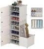 wohnTRAUM24 Schuhschrank Moderner Schuhschrank 8 Etagen, integrierter Schirmhalter 44x32x127cm Schuhschrank mit Schirmablage für 16 Paar Schuhe Bild 4