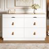 Merax Sideboard aus Einscheibensicherheitsglas, Kommode mit 6 Schubladen,schminktisch, Facheinteilung, kippsicher, Hochschrank für Schlafzimmer und alle Wohnräume, B120 x T40 x H78cm, weiß Bild 3