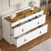 Merax Sideboard aus Einscheibensicherheitsglas, Kommode mit 6 Schubladen,schminktisch, Facheinteilung, kippsicher, Hochschrank für Schlafzimmer und alle Wohnräume, B120 x T40 x H78cm, weiß Bild 2